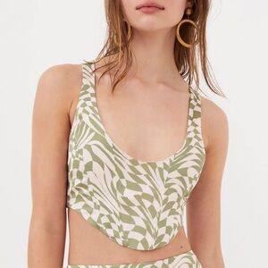 $121 NWT Green and Pink For Love & Lemons “Nomi” Cropped Tank Sz X-Small